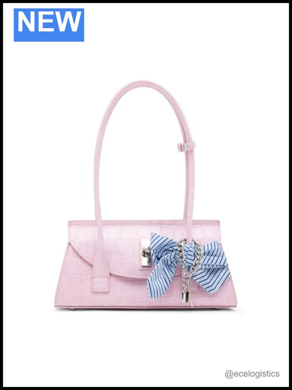 Faux Leather Croc Satchel Shoulder Bag with Magnetic Snap Closure